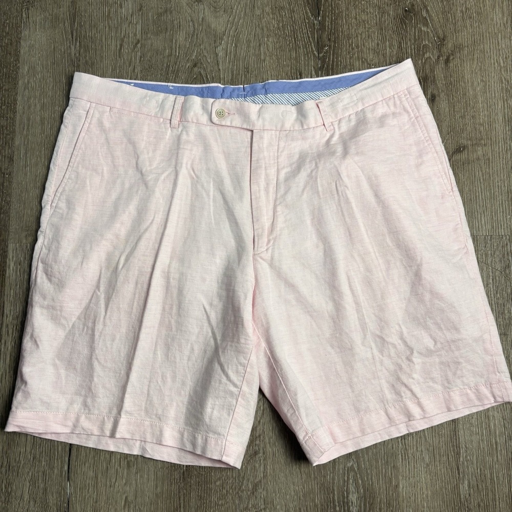 Peter Millar Crown Cool Shorts Mens 40 Pink Heather‎ Cotton Linen 8.5" MS18B19